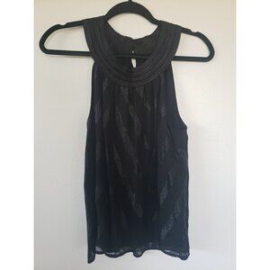 Ella Moss Black Halter Shimmer Top Chiffon Silk Cocktail Club S